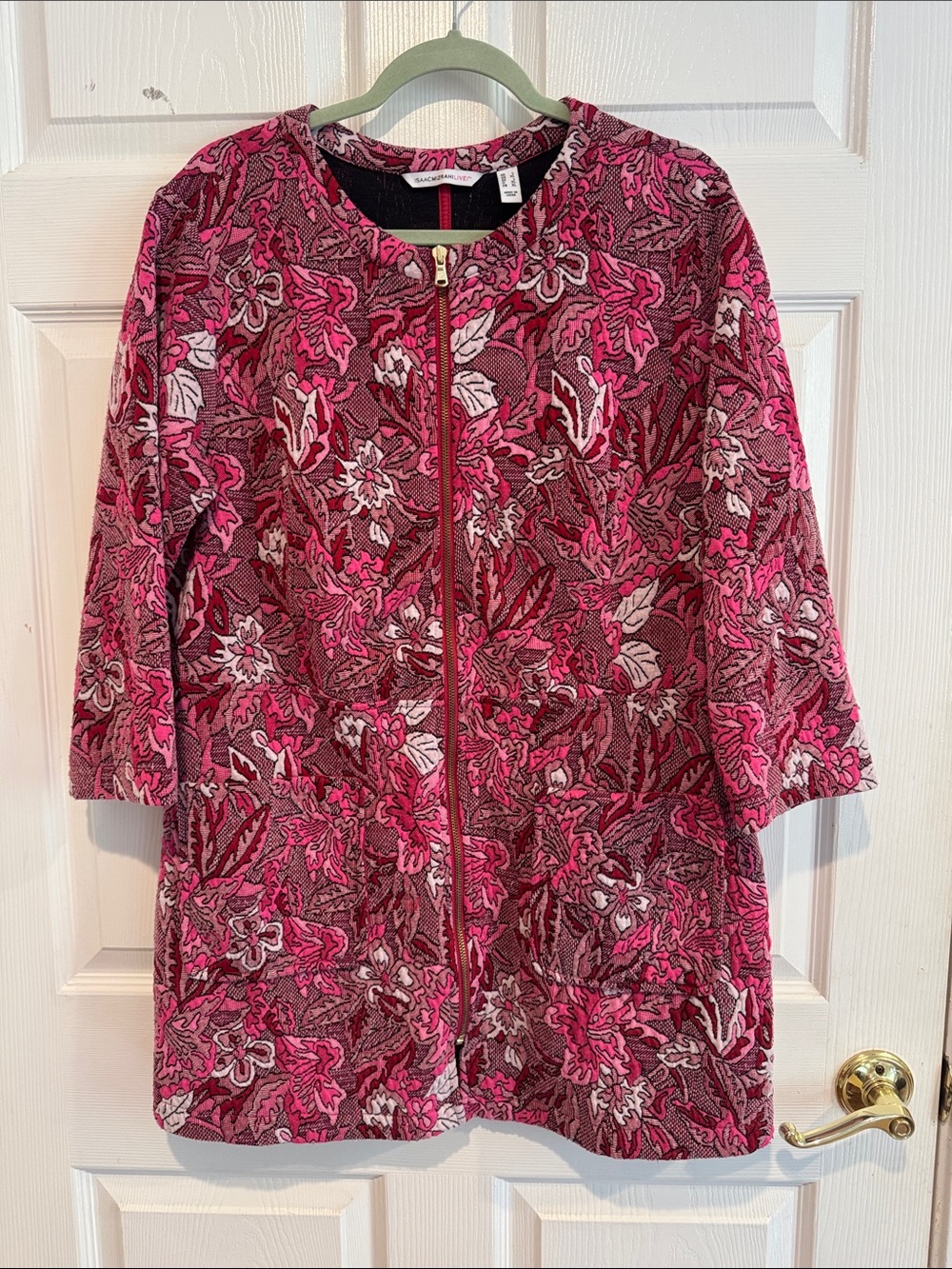 Floral Zip-Front Pink Women's Dress Jacket